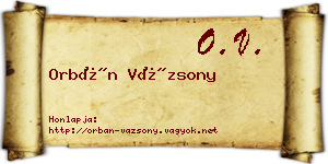 Orbán Vázsony névjegykártya