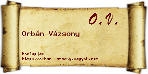 Orbán Vázsony névjegykártya